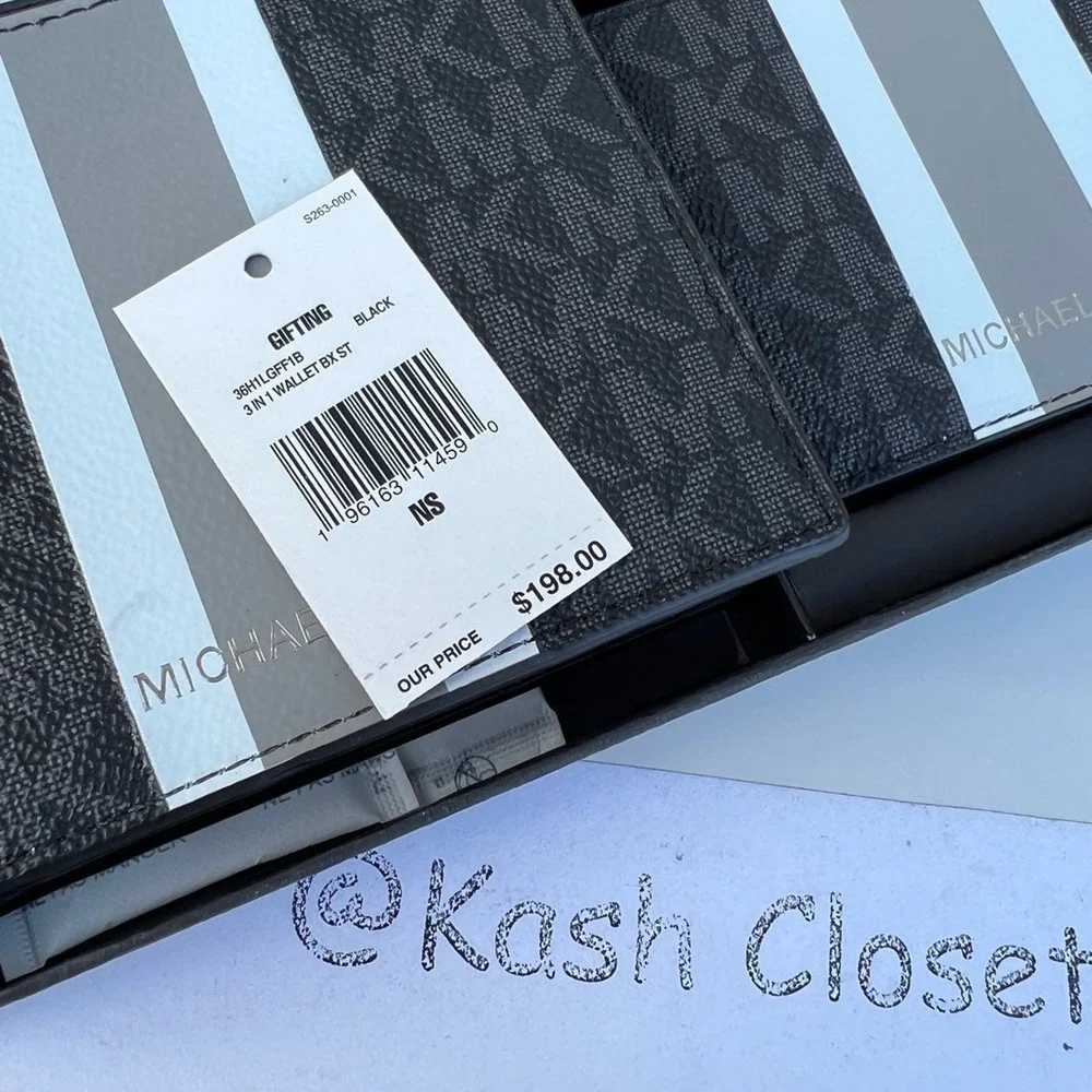Michael kors Men Wallet Card Case Gift box set Black - Picture 5 of 7